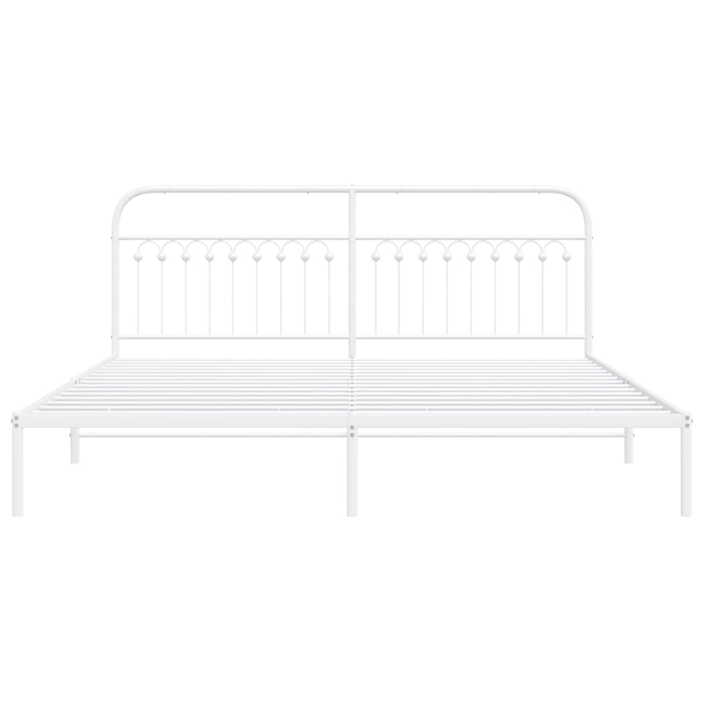 vidaXL Metal Bed Frame without Mattress with Headboard White 193x203cm