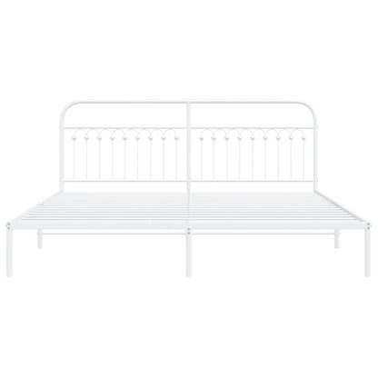 vidaXL Metal Bed Frame without Mattress with Headboard White 193x203cm