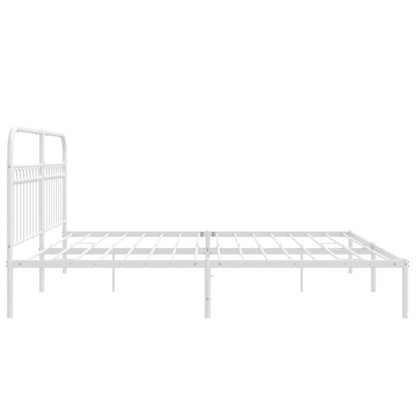 vidaXL Metal Bed Frame without Mattress with Headboard White 193x203cm