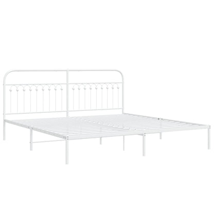 vidaXL Metal Bed Frame without Mattress with Headboard White 200x200cm