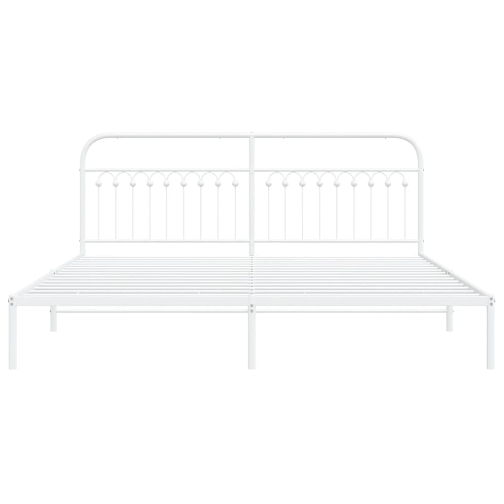 vidaXL Metal Bed Frame without Mattress with Headboard White 200x200cm