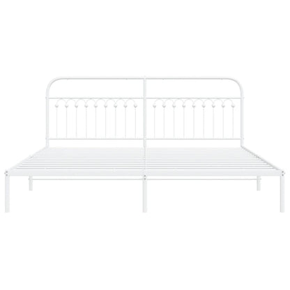 vidaXL Metal Bed Frame without Mattress with Headboard White 200x200cm