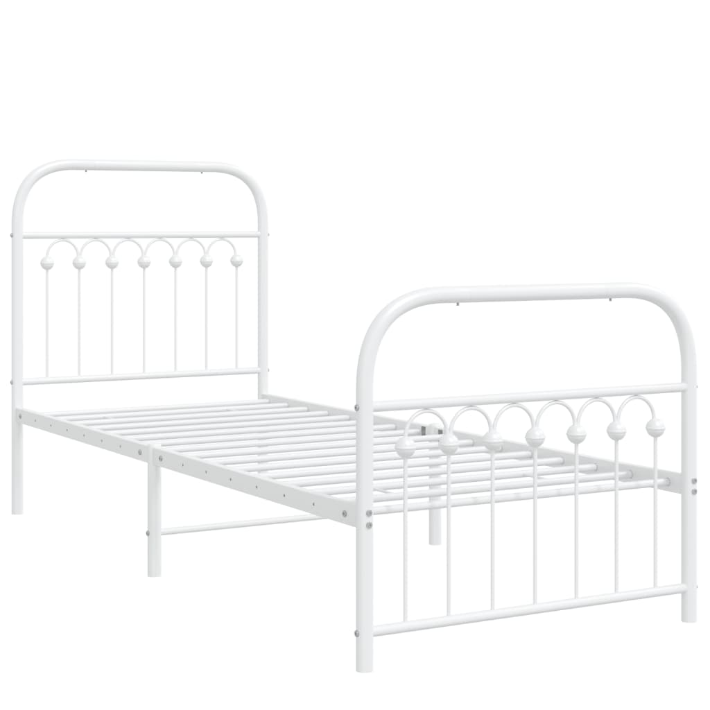 vidaXL Metal Bed Frame without Mattress with Footboard White 80x200cm