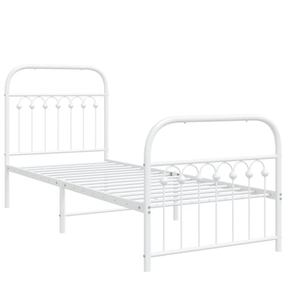 vidaXL Metal Bed Frame without Mattress with Footboard White 80x200cm