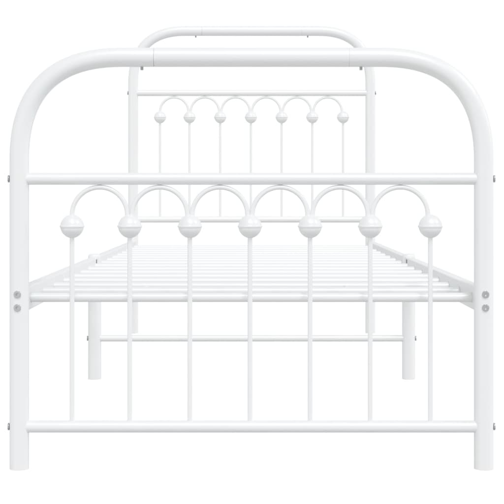 vidaXL Metal Bed Frame without Mattress with Footboard White 80x200cm