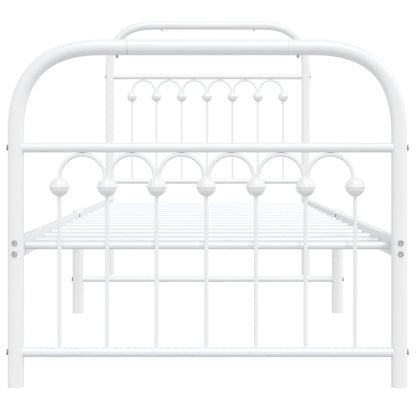 vidaXL Metal Bed Frame without Mattress with Footboard White 80x200cm