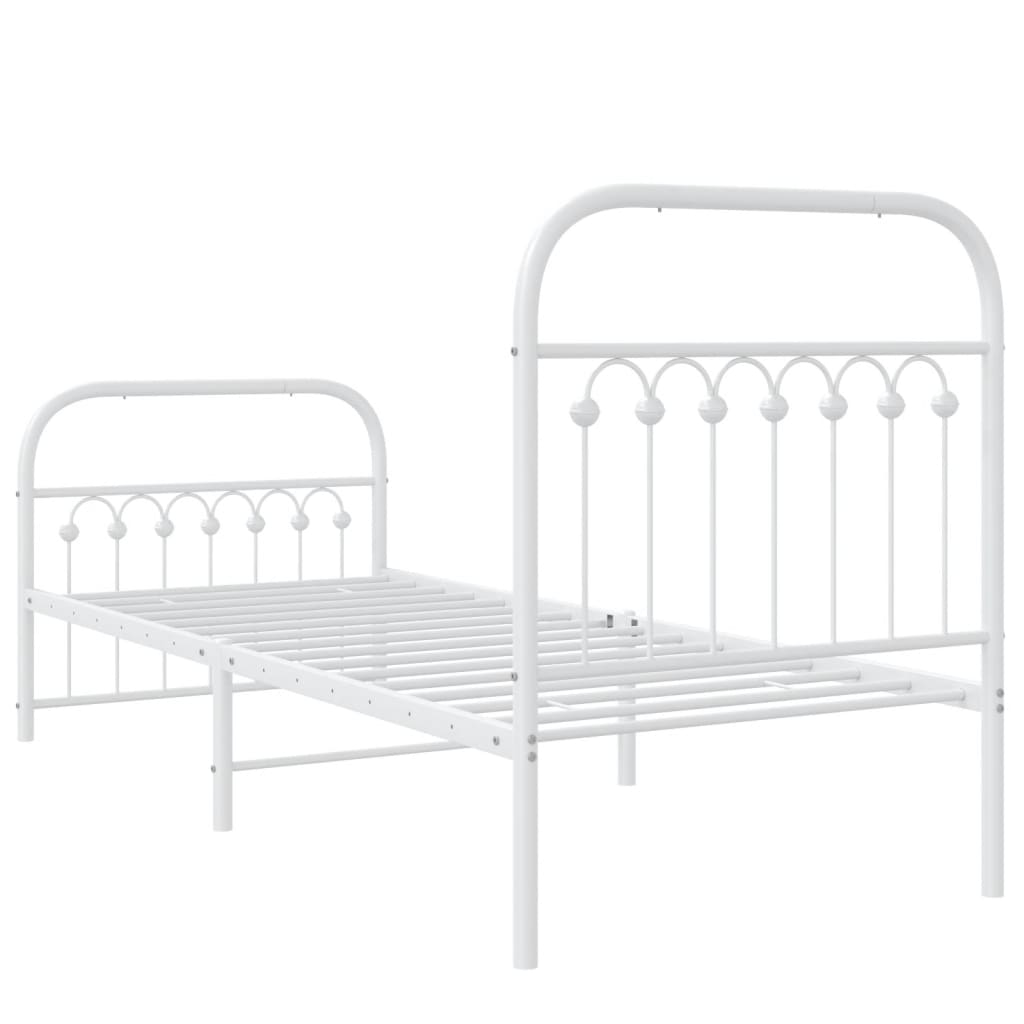vidaXL Metal Bed Frame without Mattress with Footboard White 80x200cm