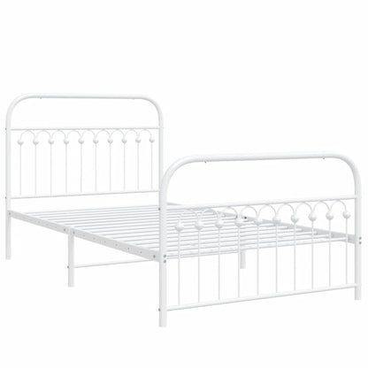 vidaXL Metal Bed Frame without Mattress with Footboard White 107x203cm