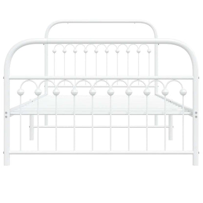 vidaXL Metal Bed Frame without Mattress with Footboard White 107x203cm