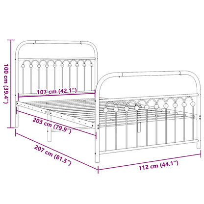 vidaXL Metal Bed Frame without Mattress with Footboard White 107x203cm