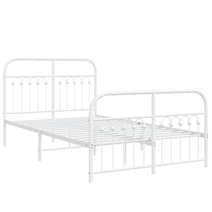 vidaXL Metal Bed Frame without Mattress with Footboard White 120x190cm