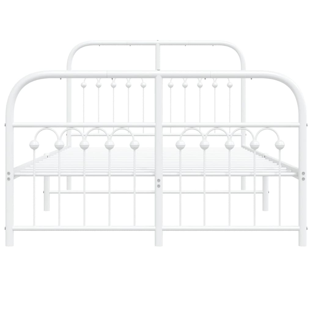 vidaXL Metal Bed Frame without Mattress with Footboard White 120x190cm