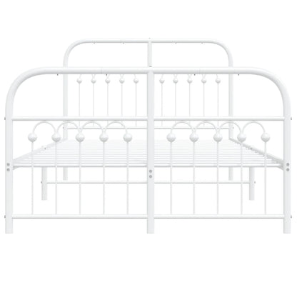 vidaXL Metal Bed Frame without Mattress with Footboard White 120x190cm
