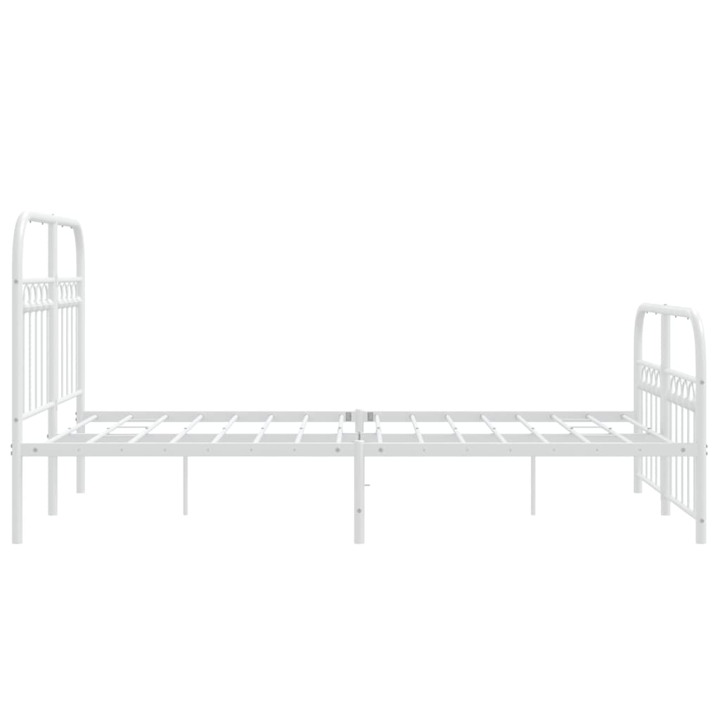 vidaXL Metal Bed Frame without Mattress with Footboard White 120x190cm