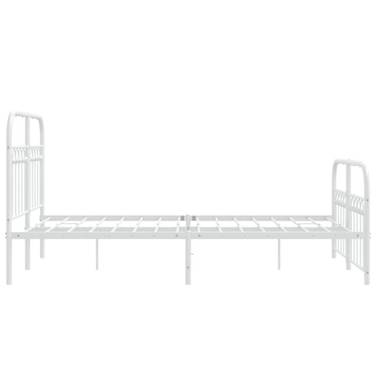 vidaXL Metal Bed Frame without Mattress with Footboard White 120x190cm