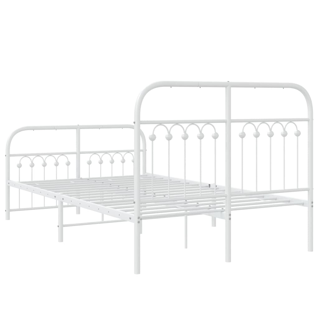 vidaXL Metal Bed Frame without Mattress with Footboard White 120x190cm