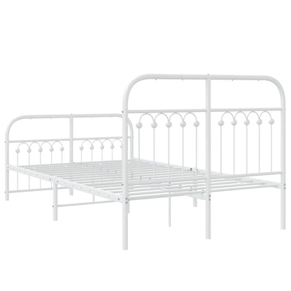 vidaXL Metal Bed Frame without Mattress with Footboard White 120x190cm