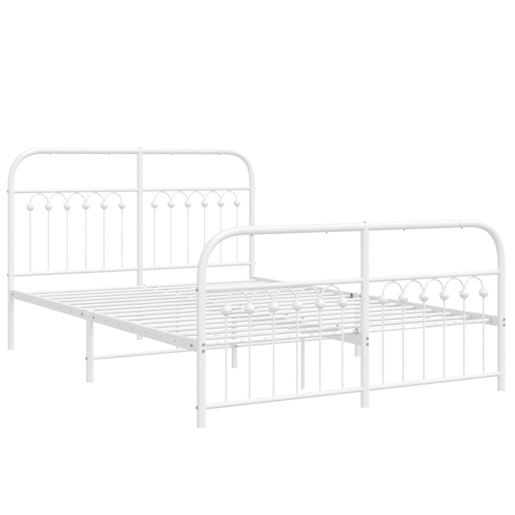 vidaXL Metal Bed Frame without Mattress with Footboard White 140x200cm