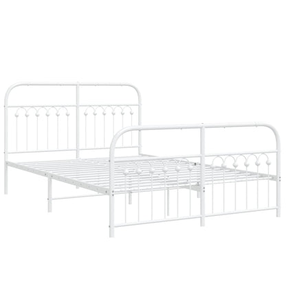 vidaXL Metal Bed Frame without Mattress with Footboard White 140x200cm