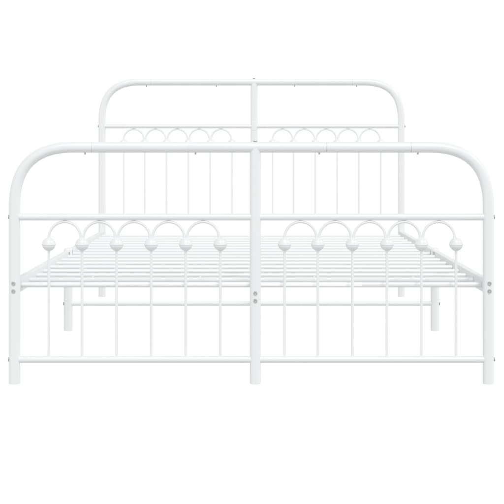 vidaXL Metal Bed Frame without Mattress with Footboard White 140x200cm