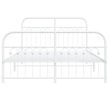 vidaXL Metal Bed Frame without Mattress with Footboard White 140x200cm
