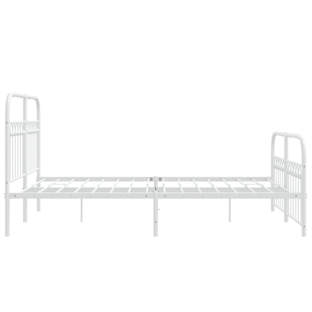 vidaXL Metal Bed Frame without Mattress with Footboard White 140x200cm