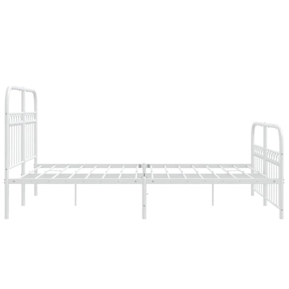 vidaXL Metal Bed Frame without Mattress with Footboard White 140x200cm