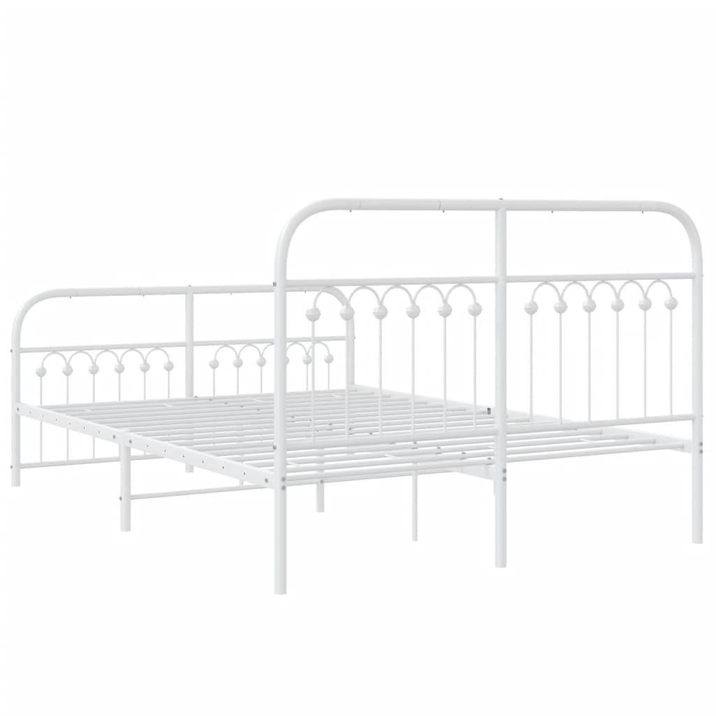 vidaXL Metal Bed Frame without Mattress with Footboard White 140x200cm