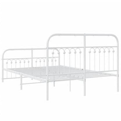 vidaXL Metal Bed Frame without Mattress with Footboard White 140x200cm