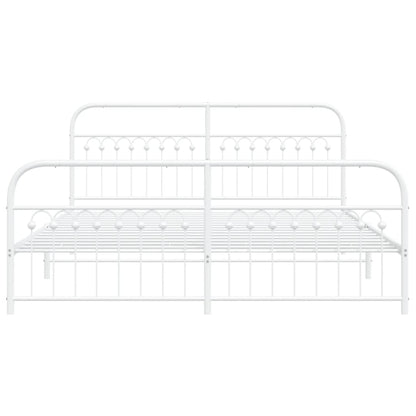vidaXL Metal Bed Frame without Mattress with Footboard White 183x203cm