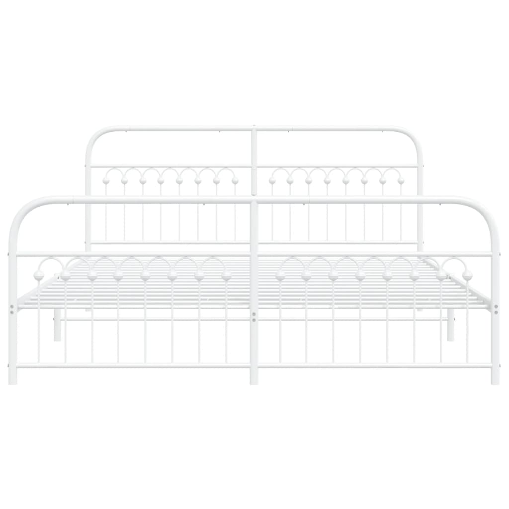 vidaXL Metal Bed Frame without Mattress with Footboard White 183x213cm