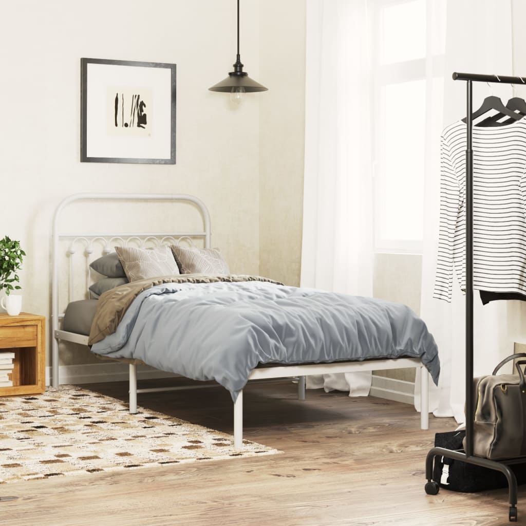 vidaXL Metal Replace Headboard White 90 cm