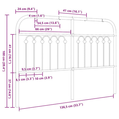 vidaXL Metal Replace Headboard White 135 cm