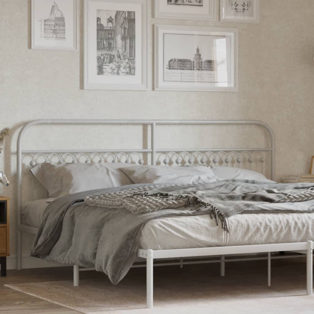 vidaXL Metal Replace Headboard White 193 cm