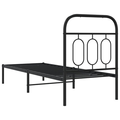 vidaXL Metal Bed Frame without Mattress with Headboard Black 75x190cm