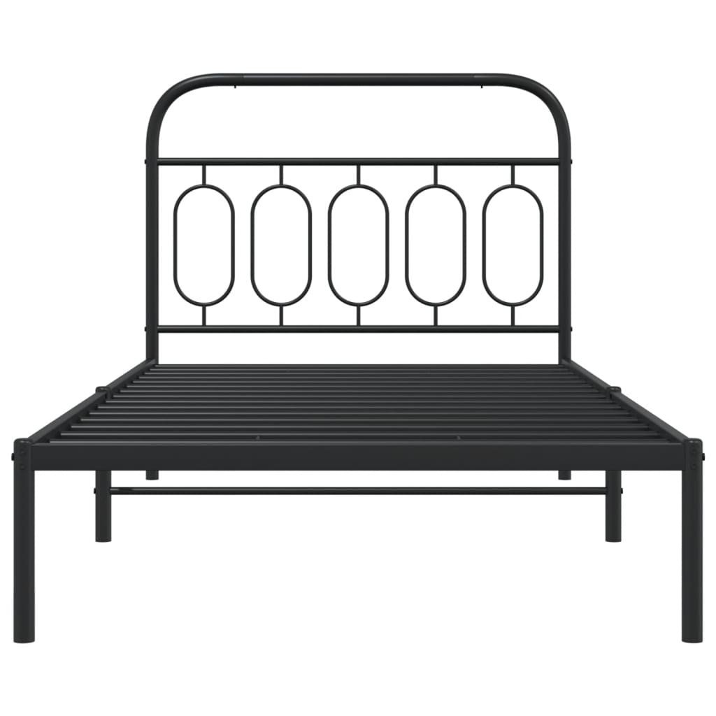 vidaXL Metal Bed Frame without Mattress with Headboard Black 100x190cm