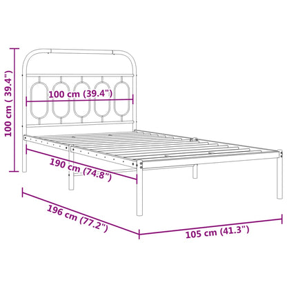 vidaXL Metal Bed Frame without Mattress with Headboard Black 100x190cm