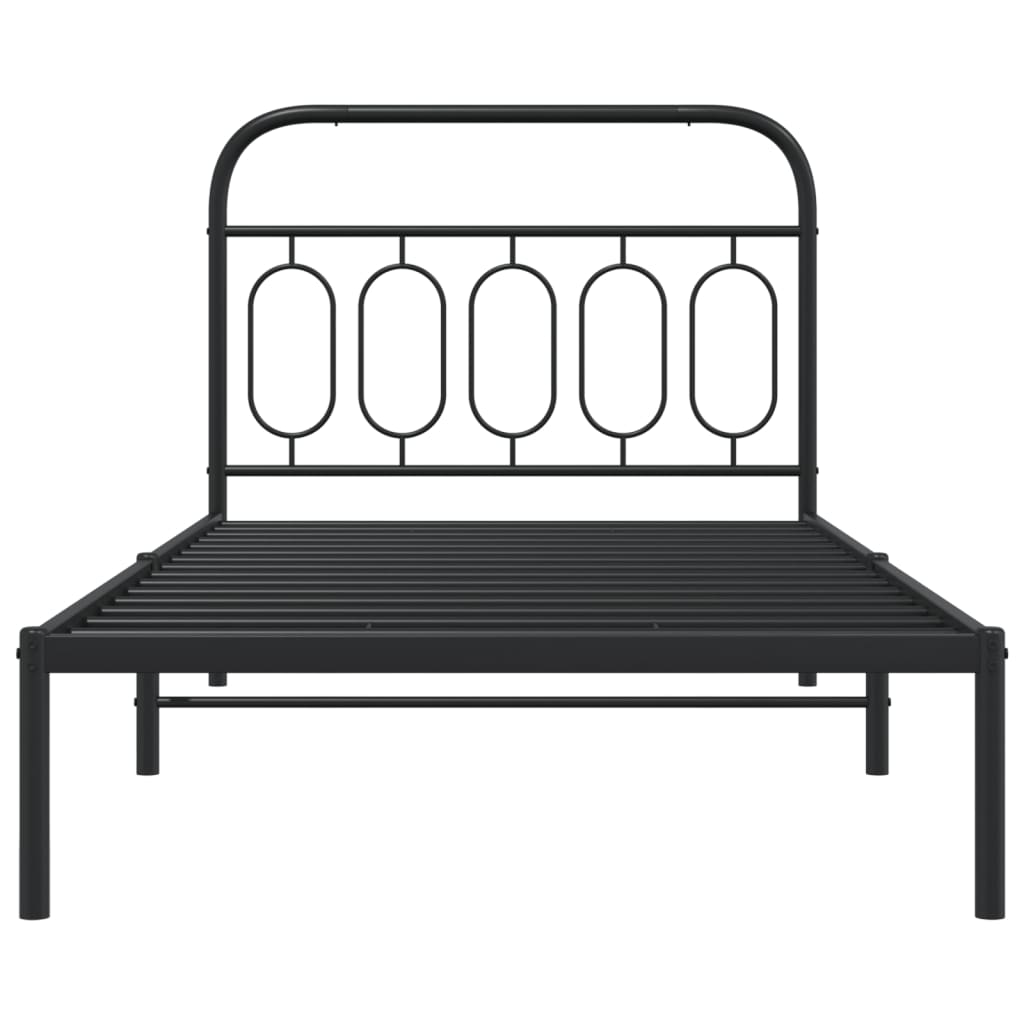 vidaXL Metal Bed Frame without Mattress with Headboard Black 107x203cm