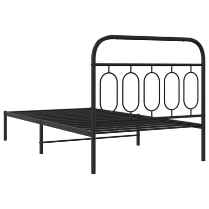 vidaXL Metal Bed Frame without Mattress with Headboard Black 107x203cm