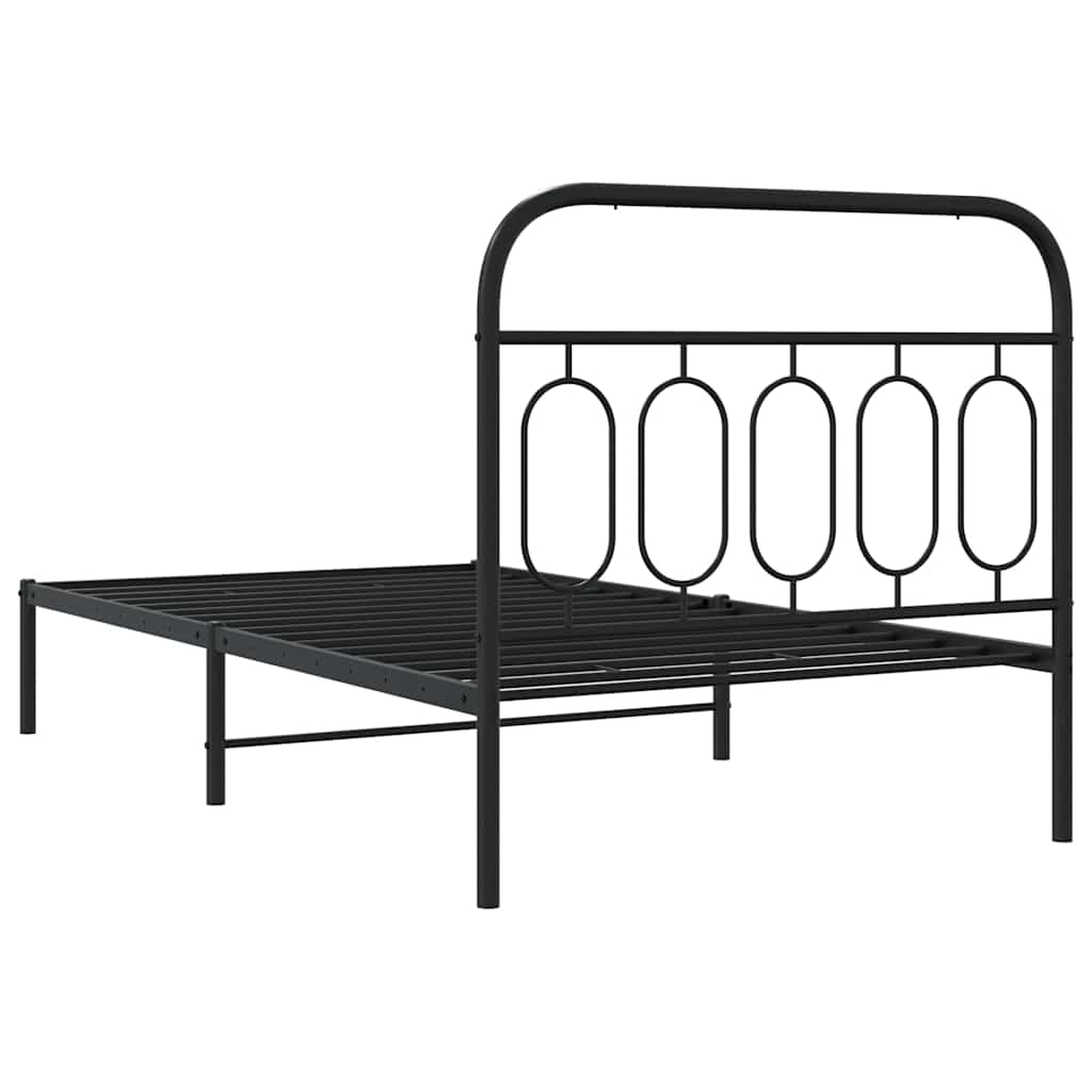 vidaXL Metal Bed Frame without Mattress with Headboard Black 107x203cm
