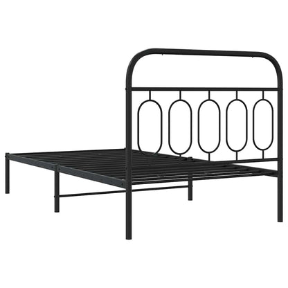 vidaXL Metal Bed Frame without Mattress with Headboard Black 107x203cm