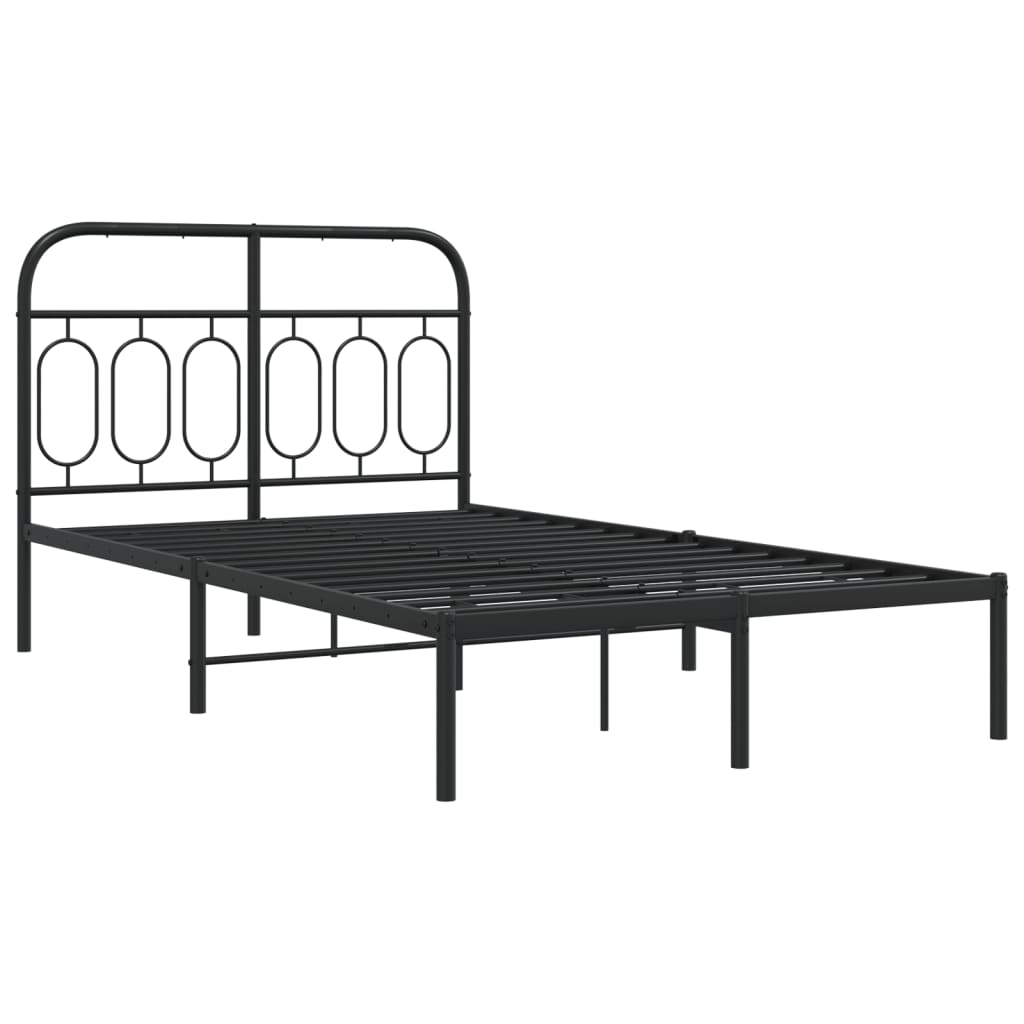 vidaXL Metal Bed Frame without Mattress with Headboard Black 120x190cm