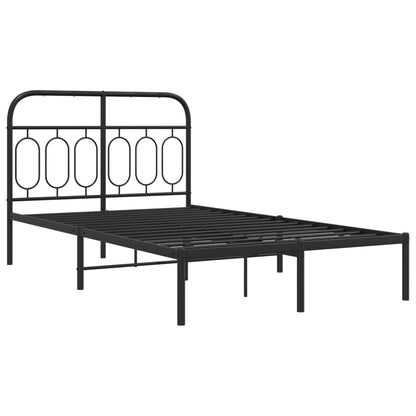 vidaXL Metal Bed Frame without Mattress with Headboard Black 120x190cm