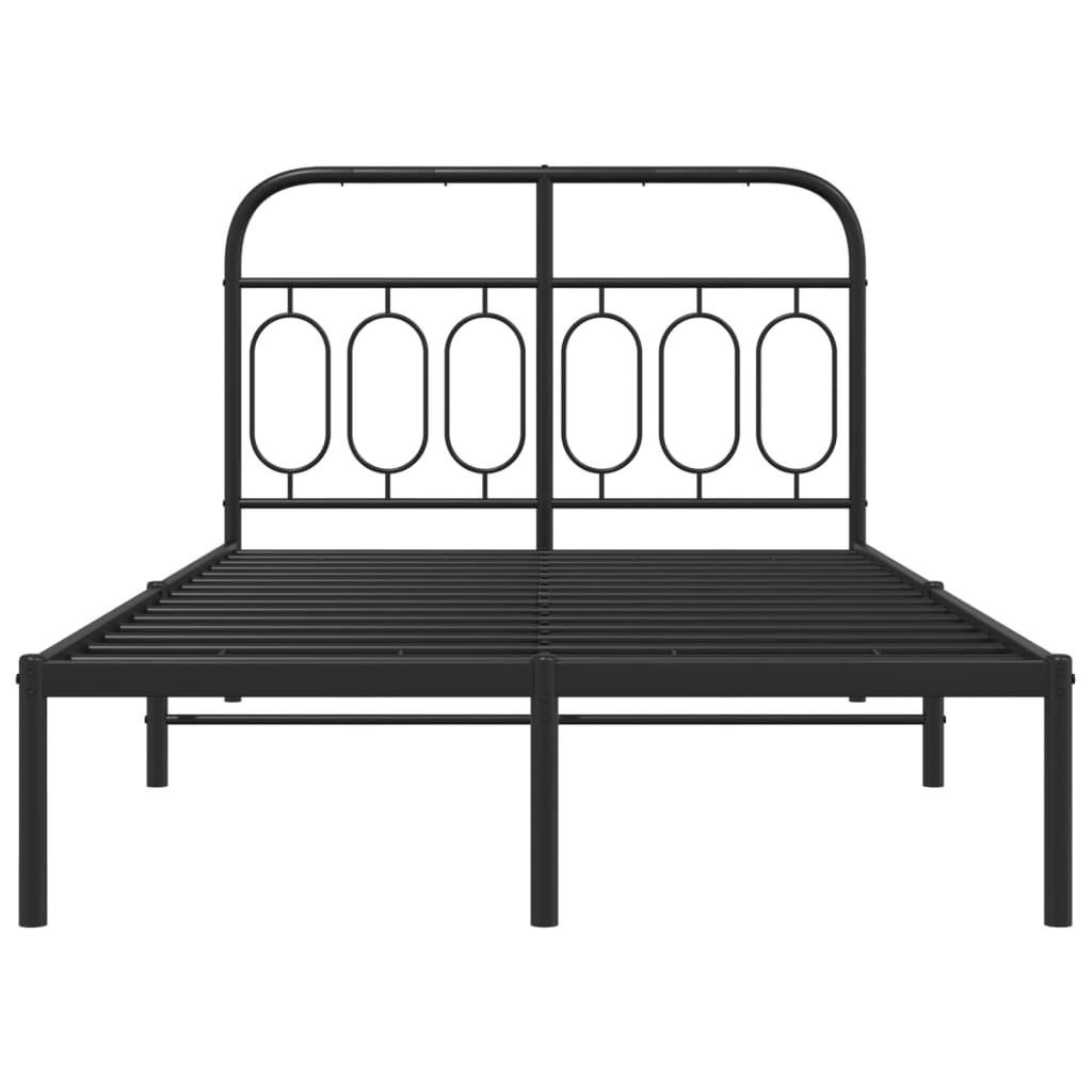 vidaXL Metal Bed Frame without Mattress with Headboard Black 120x190cm