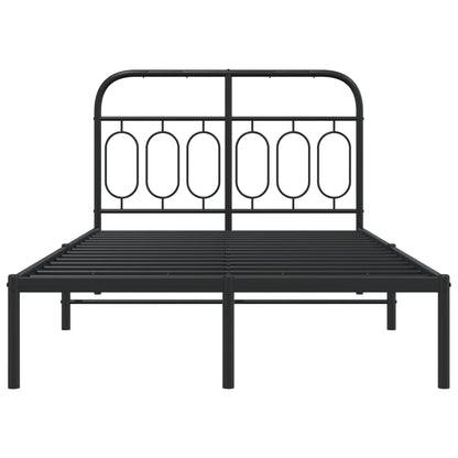 vidaXL Metal Bed Frame without Mattress with Headboard Black 120x190cm