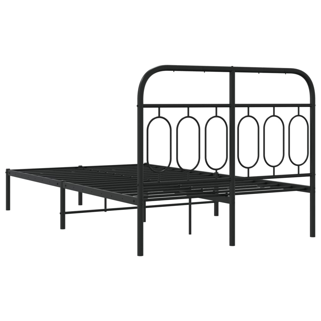 vidaXL Metal Bed Frame without Mattress with Headboard Black 120x190cm