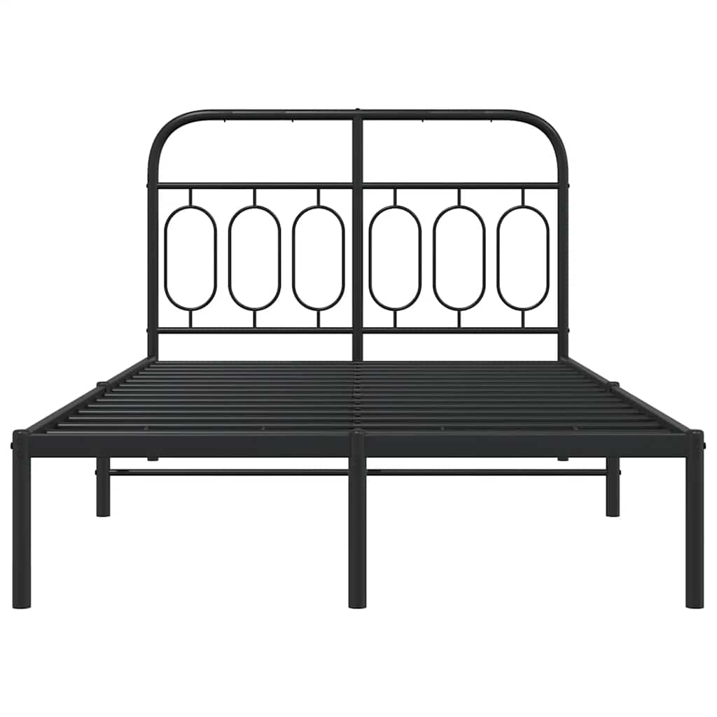 vidaXL Metal Bed Frame without Mattress with Headboard Black 120x200cm