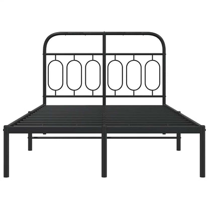 vidaXL Metal Bed Frame without Mattress with Headboard Black 120x200cm