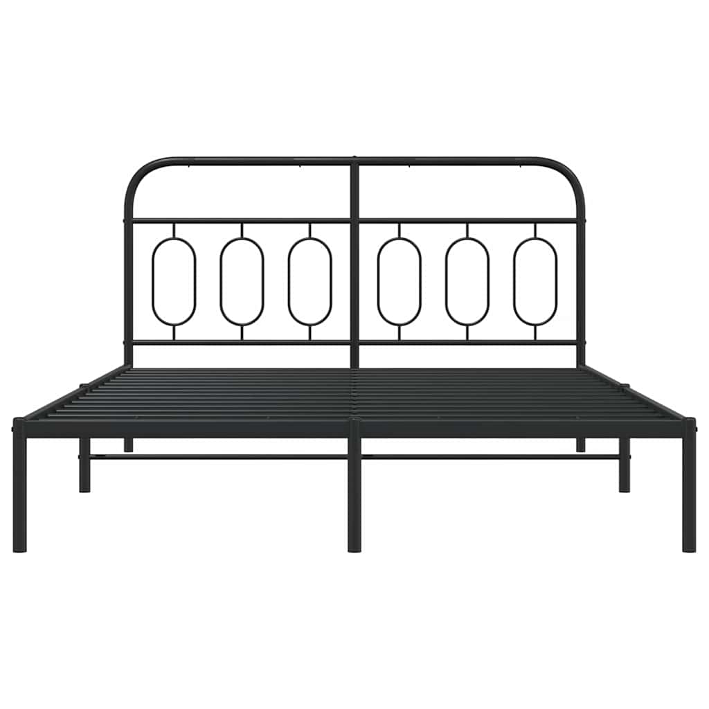 vidaXL Metal Bed Frame without Mattress with Headboard Black 135x190cm