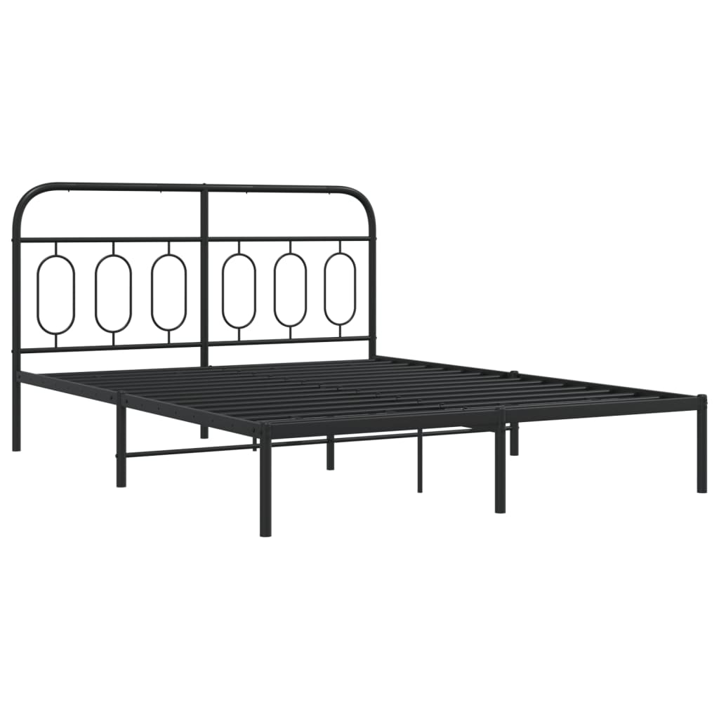 vidaXL Metal Bed Frame without Mattress with Headboard Black 140x190cm
